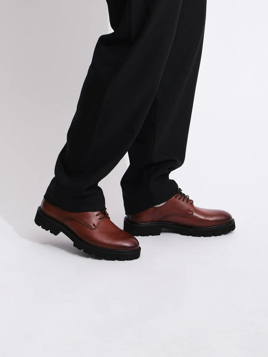 Lightweight Derby Shoe | Cognac Grained Leather