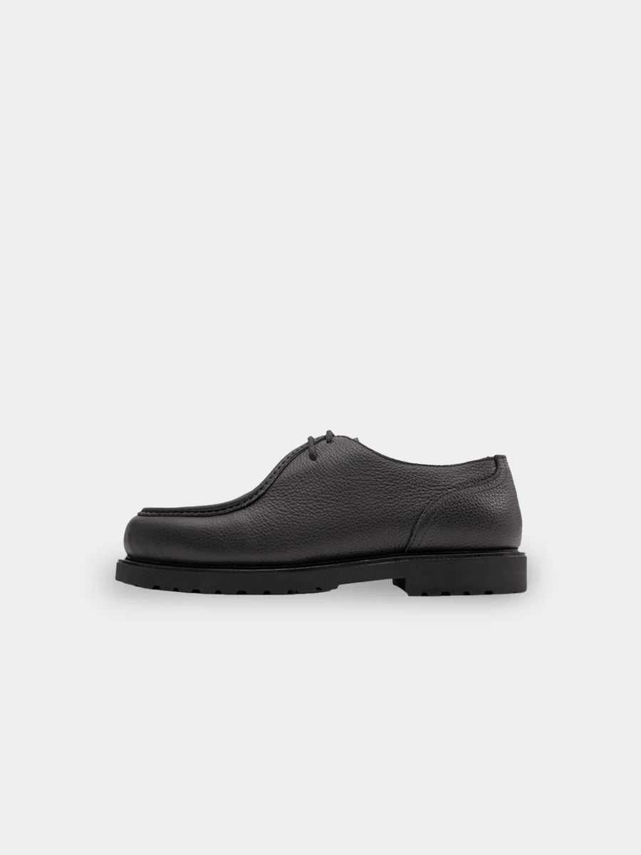 Black leather deck shoes sales