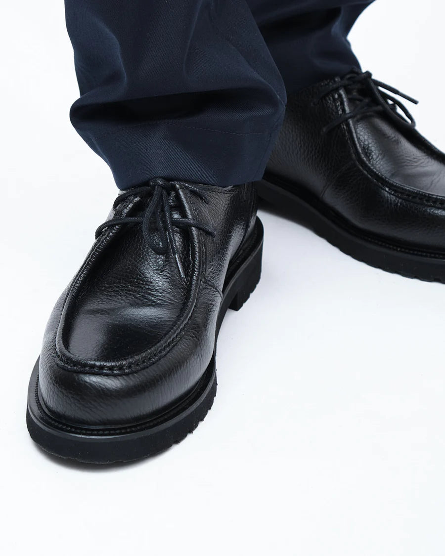 Lightweight Deck Shoe - Black Grained Leather