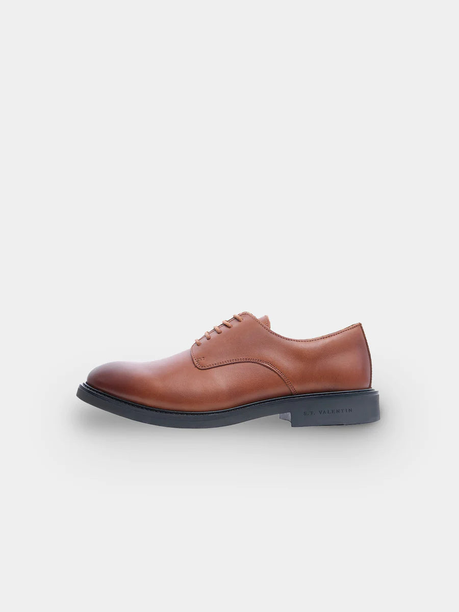 Klassischer Derby-Schuh | Cognacfarbenes Pull-Up-Leder