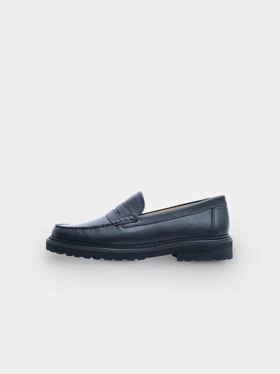 Leichter Loafer | Schwarzes genarbtes Leder