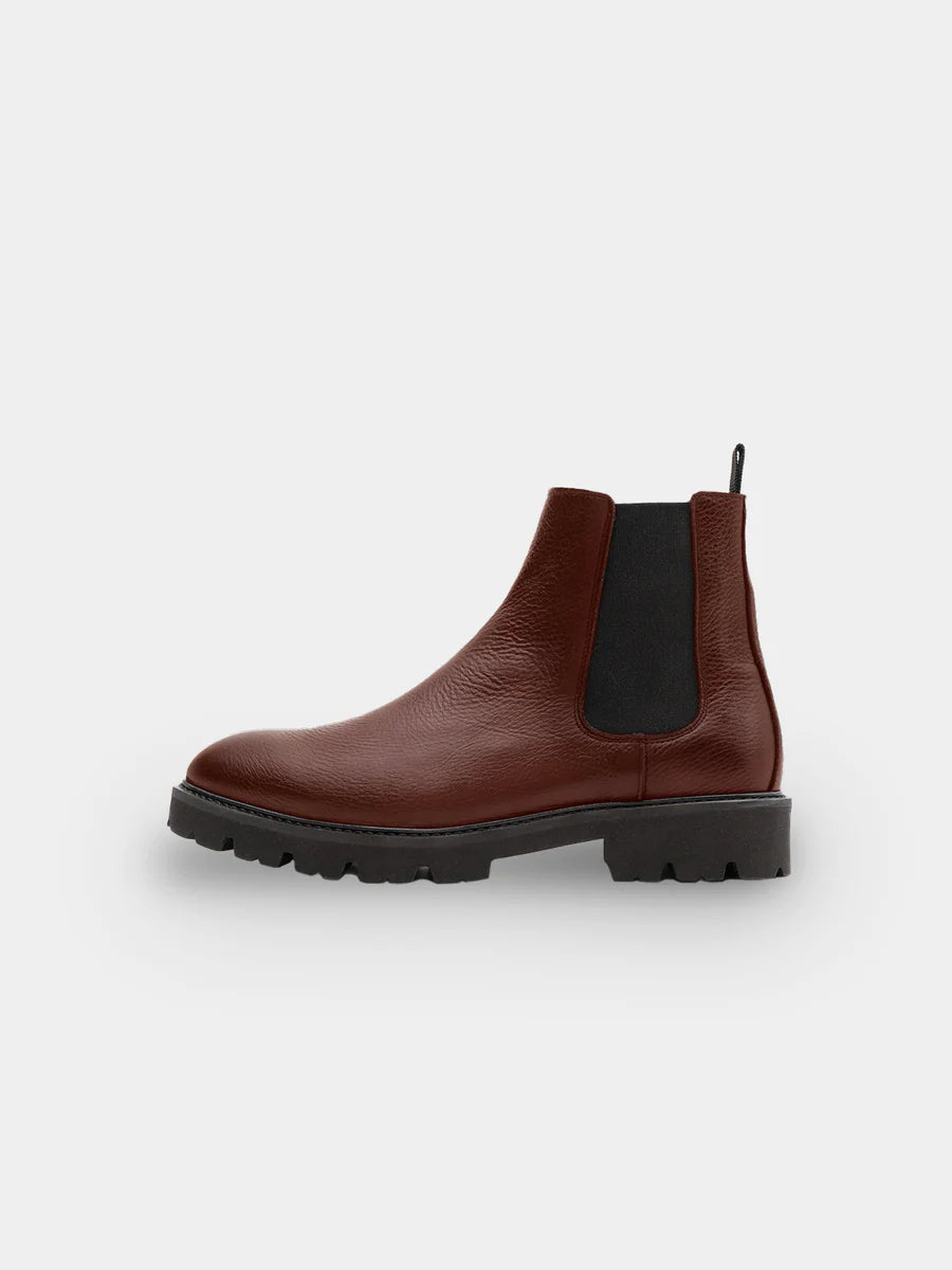 Leichter Chelsea Boot | Cognacfarbenes genarbtes Leder